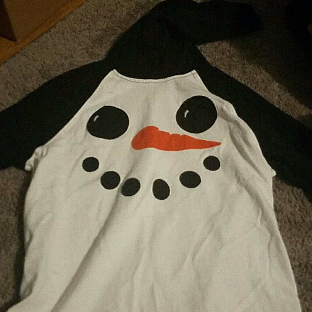 Long sleeve boys snowman shirt with hood
