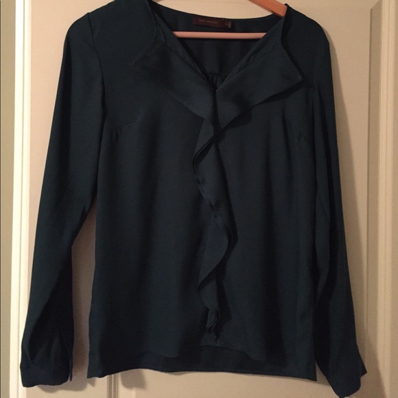 The Limited Tops - The Limited Ruffle Front Long Sleeve Blouse