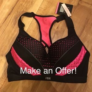 NWT VSX Incredible Sport Bra 34C Pink & Black Mesh