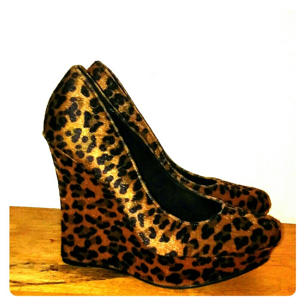 Leopard Print Wedge Heels
