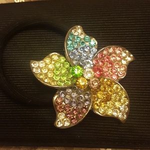 Rhinestone Flower Hairtie