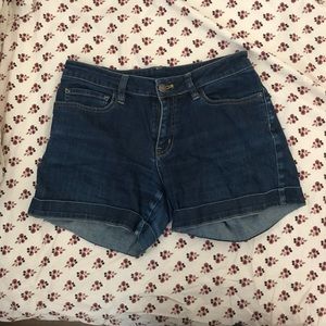 muji deep indigo denim shorts fits 27/28