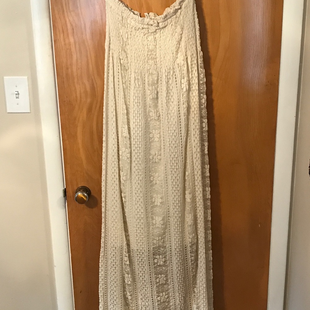 Strapless cream lace Maxi dress