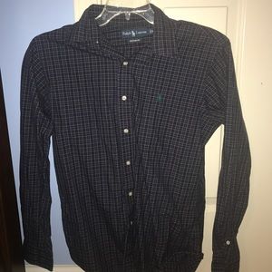 Green & Purple Striped Polo Button Down