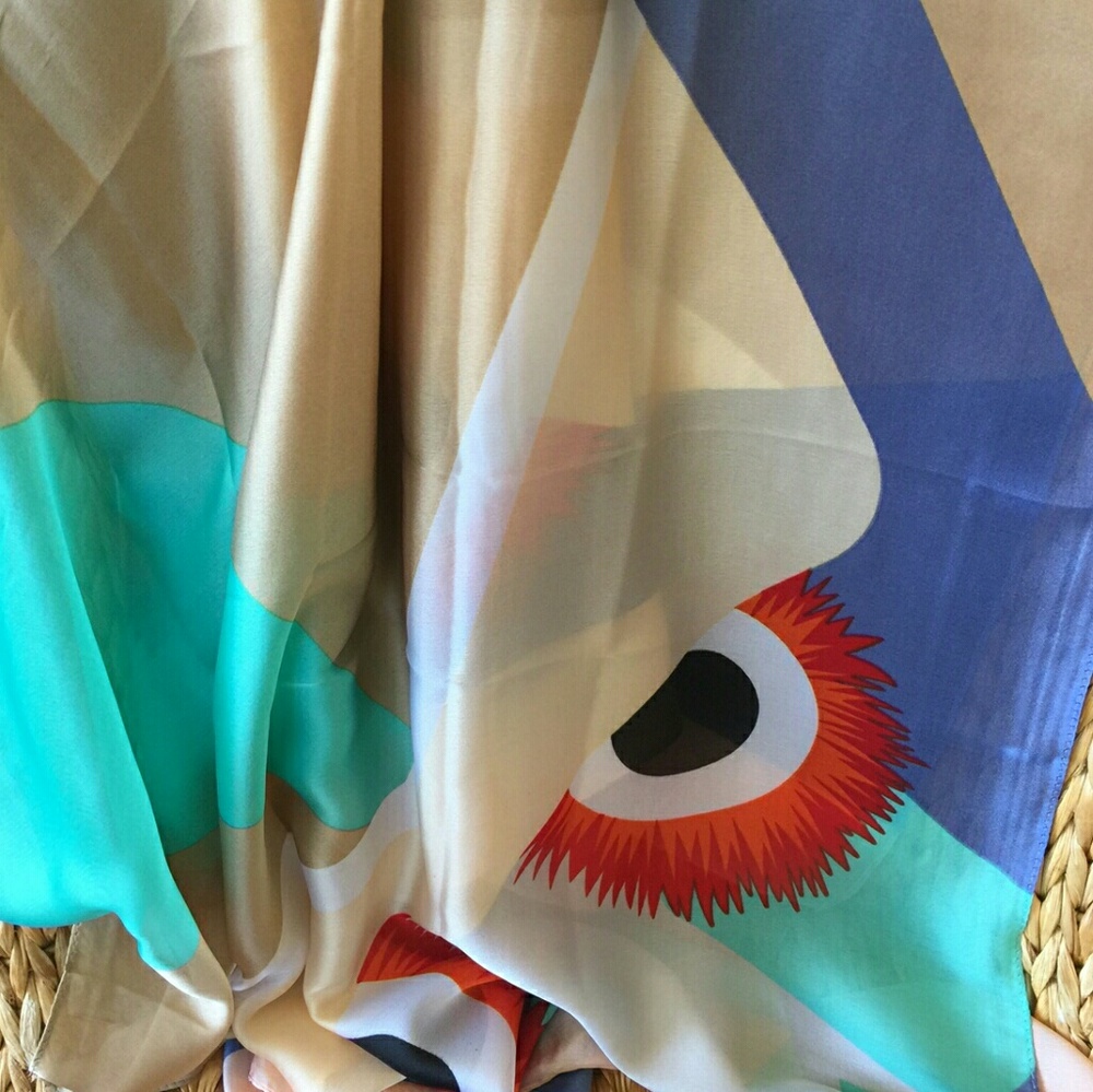 New Large Abstract Long Silky Scarf