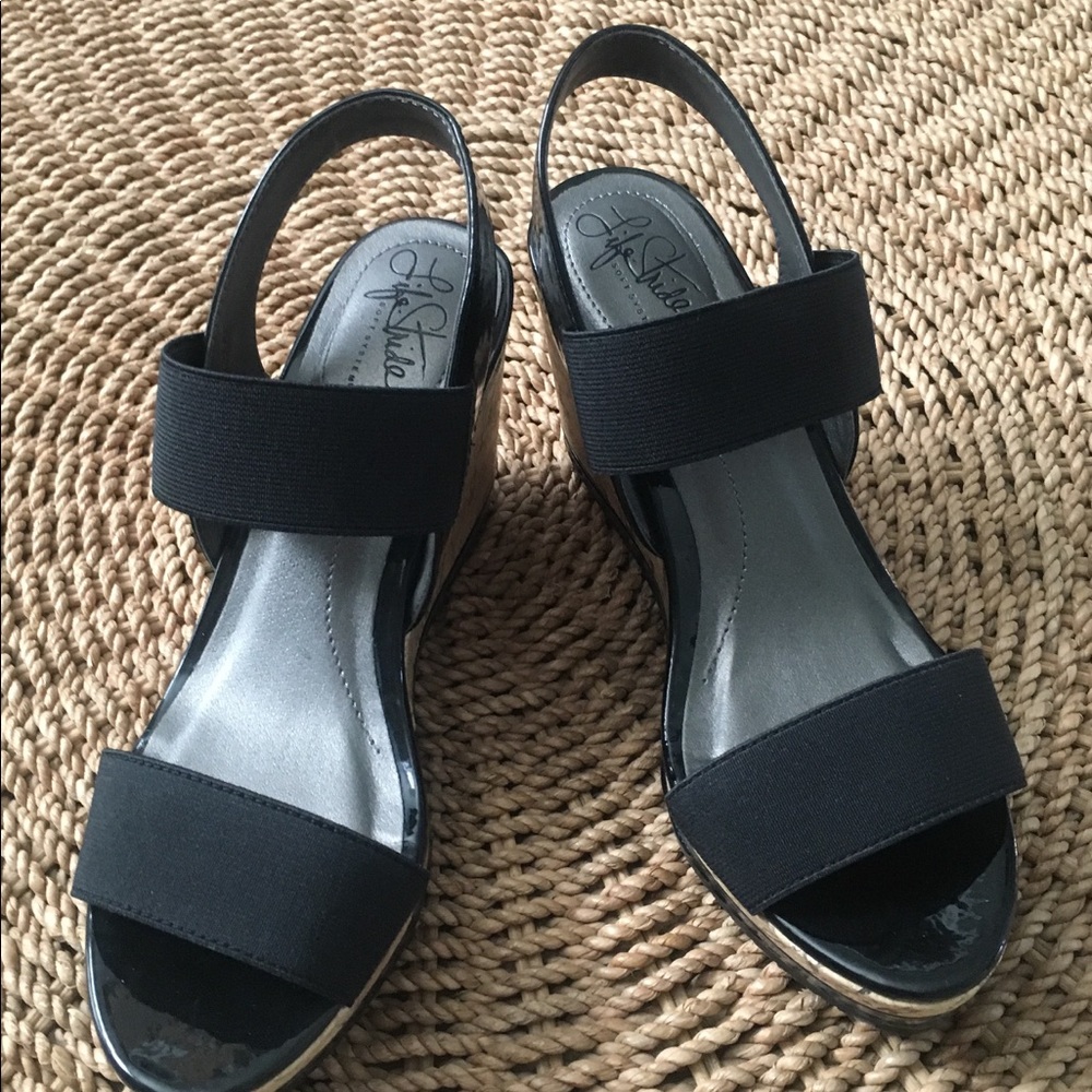 Black patent wedge heels size 7.5 brand new!