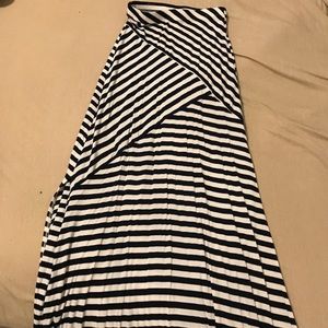 Navy blue and white maxi skirt