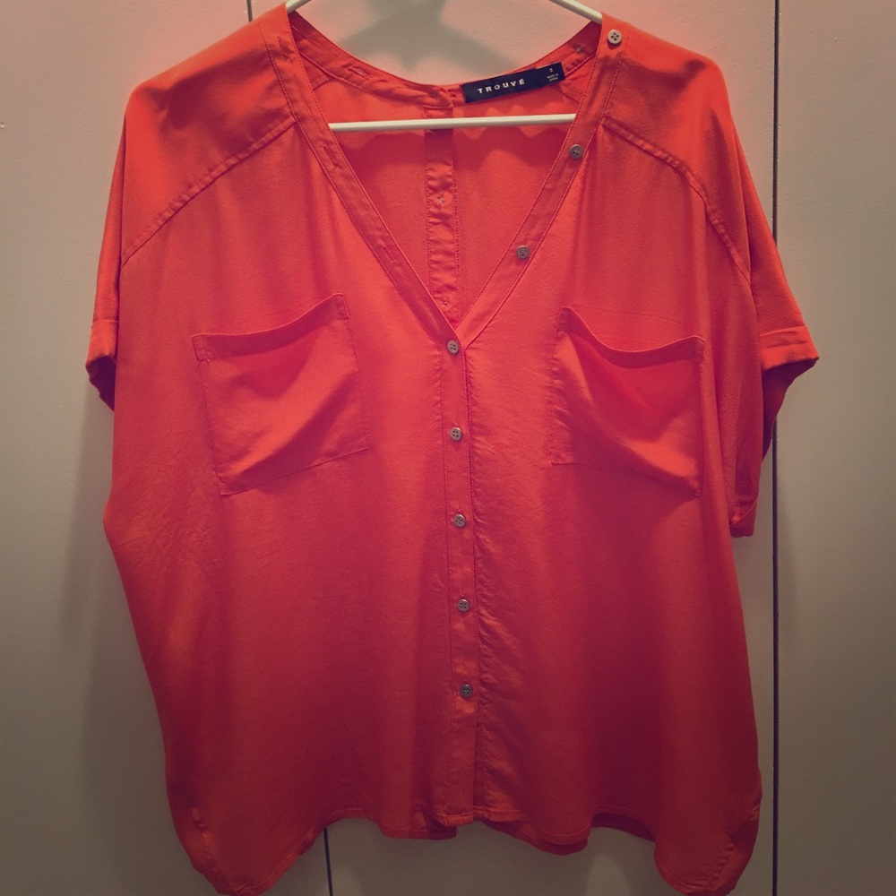Nordstrom flowy silk orange top!