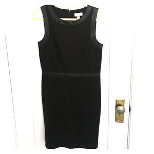 LOFT black pencil dress with faux leather accents