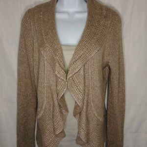 WHBM Medium Sweater Cardigan Tan and Gold