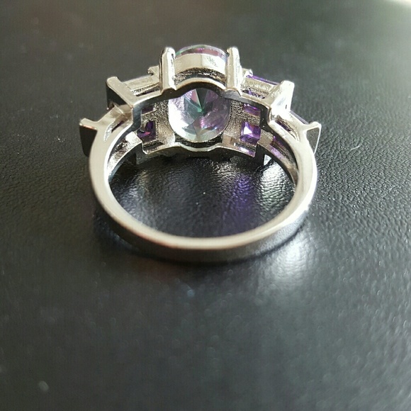 Mystic Topaz and Amethyst Ring 925 Sterling Silver - Picture 2 of 8