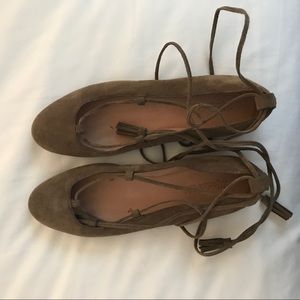 Madewell Ballerina Tie Up Suede Flats, size 8.5