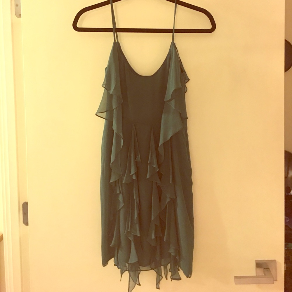 barneys teal silk dress NWT