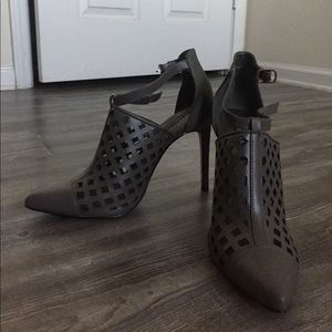 Grey heeled booties