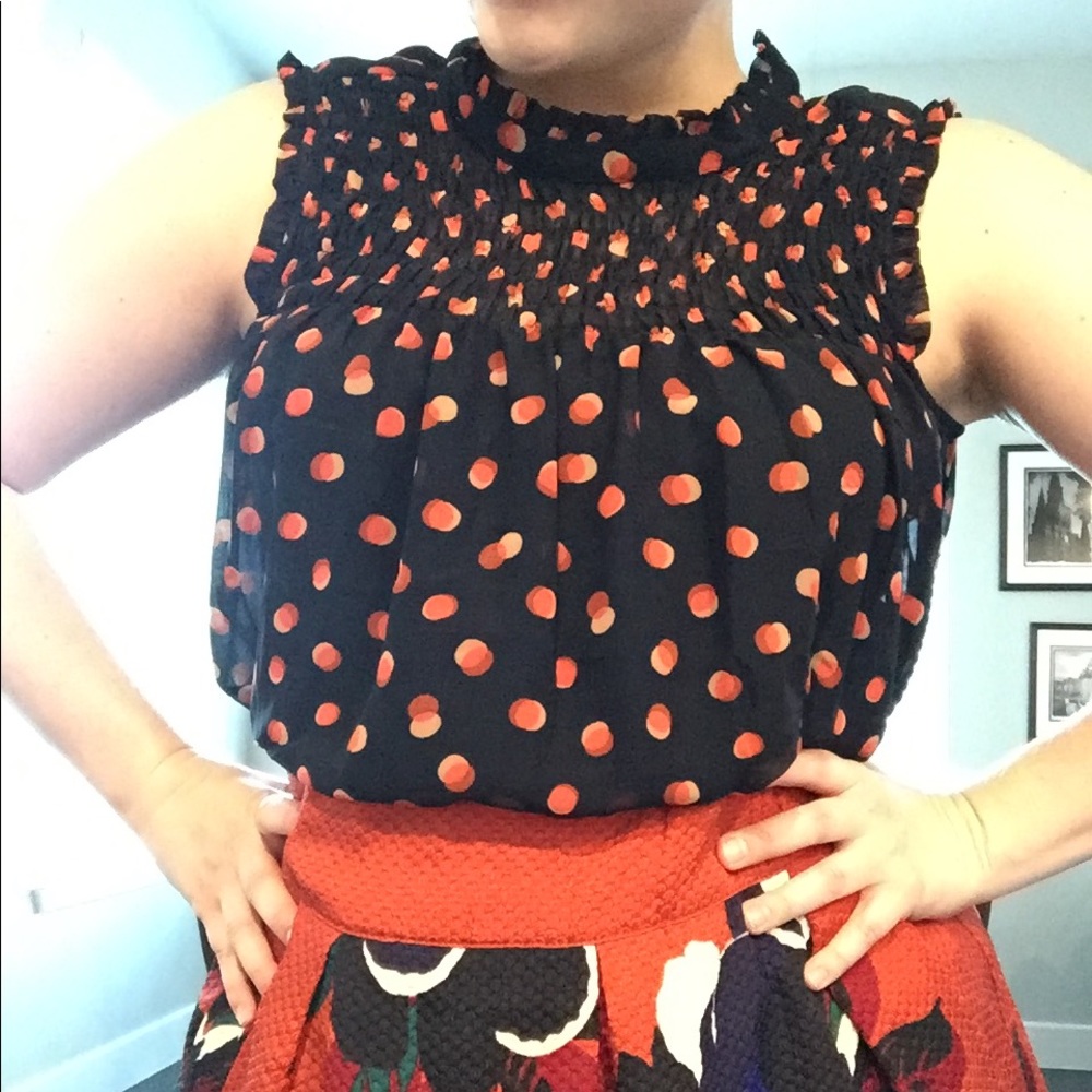 Anthropologie Maeve polka dot blouse