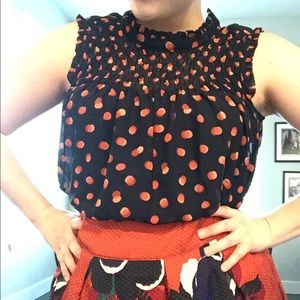Anthropologie Maeve polka dot blouse