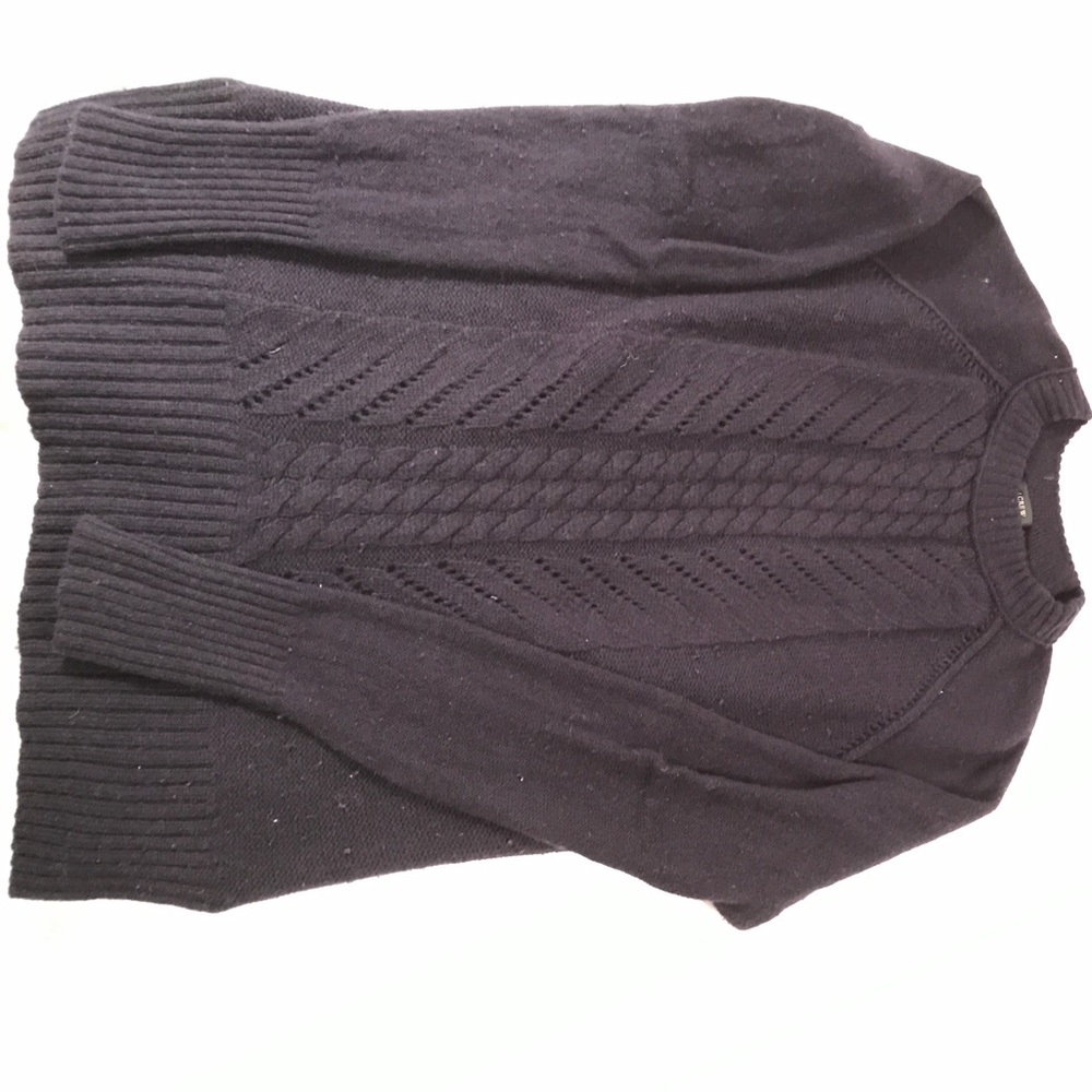 Navy cable front wool sweater