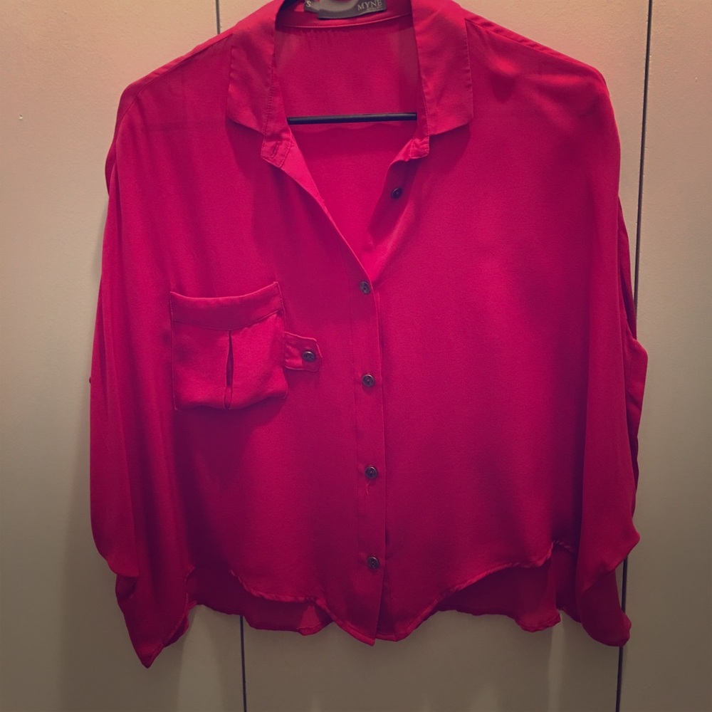 Nordstrom Myne Hot pink cropped blouse!