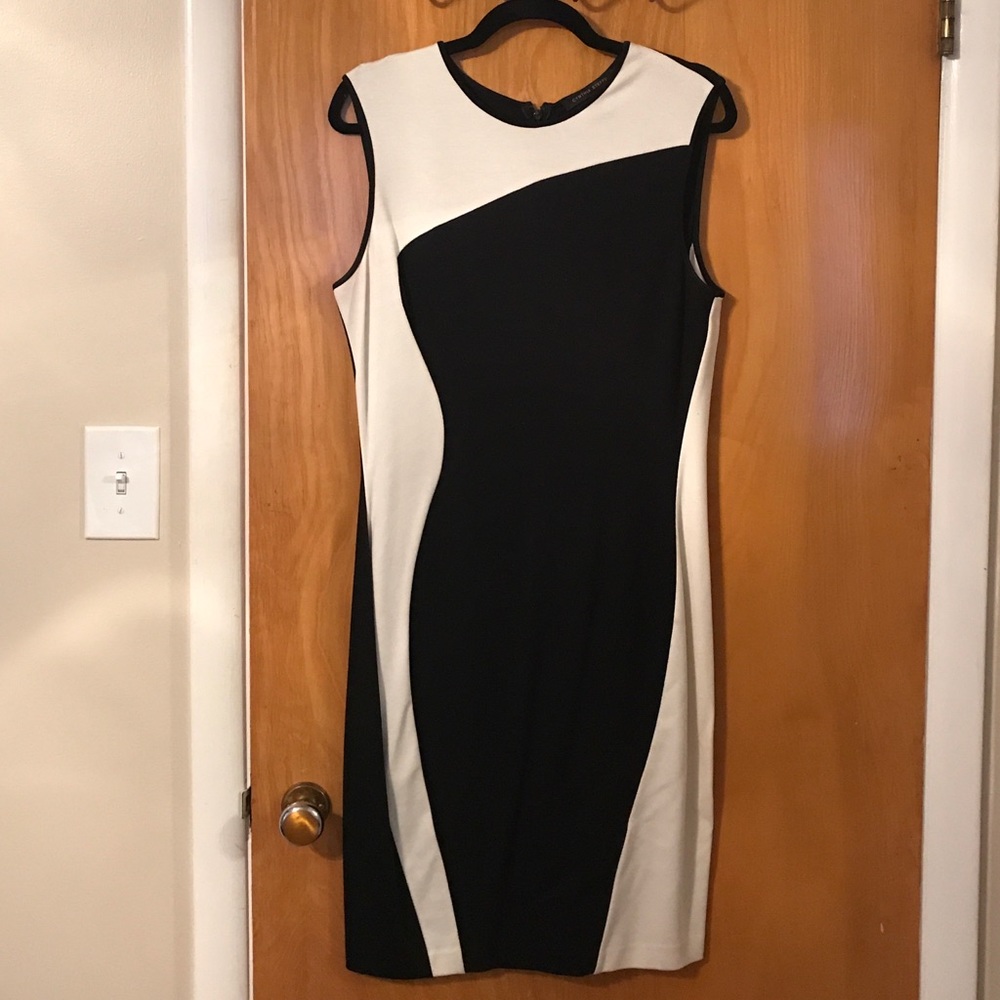 Cynthia Steffe black and white color block dress