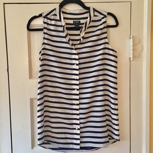 J. Crew Navy & White Striped Sleeveless Top