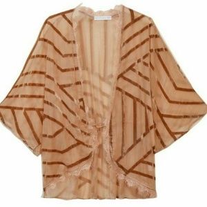 Velvet Trimmed Blush Kimono