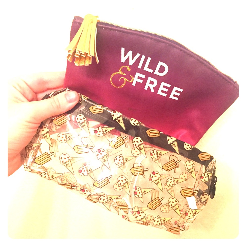 Lot of 2 Ipsy Makeup Bags! Wild & Free + Ice Cream