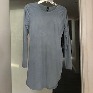 Light blue suede bodycon dress