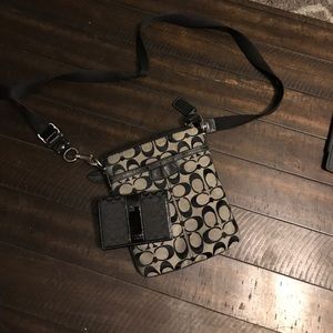 Mini coach shoulder bag with pocket wallet