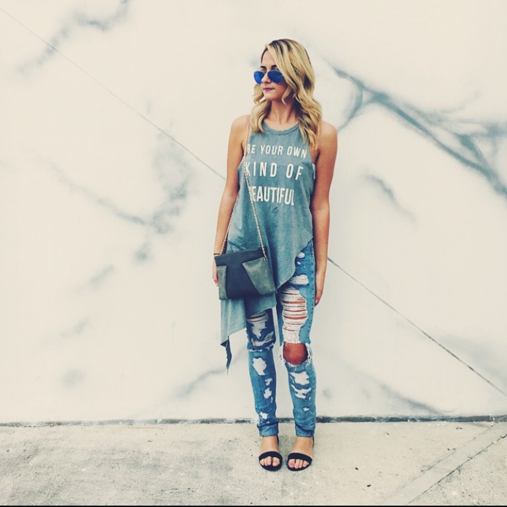 H&M skinny high waist ripped jeans