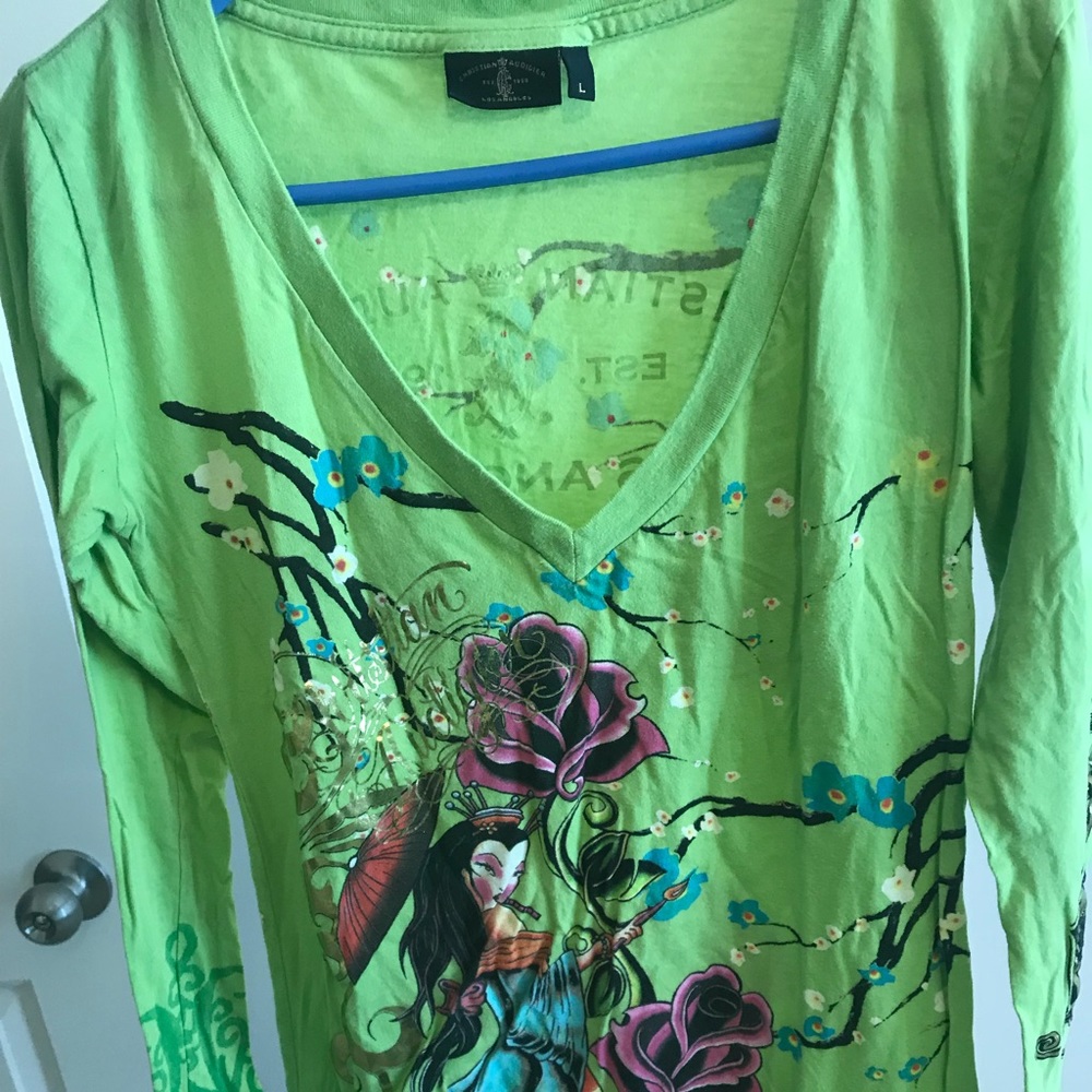Green Graphic Long Sleeve Shirt