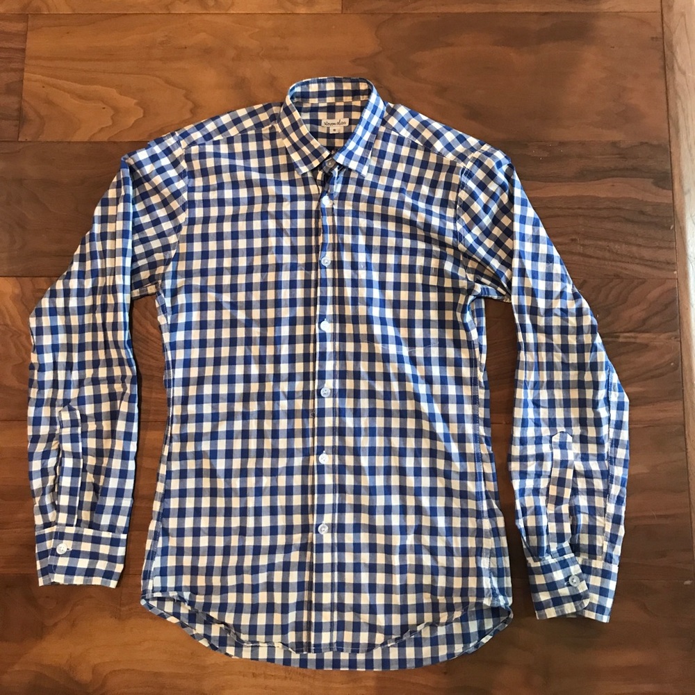 Steven Alan blue check Shirt size small