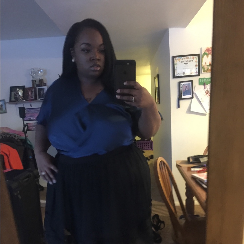 Satin open shoulder top