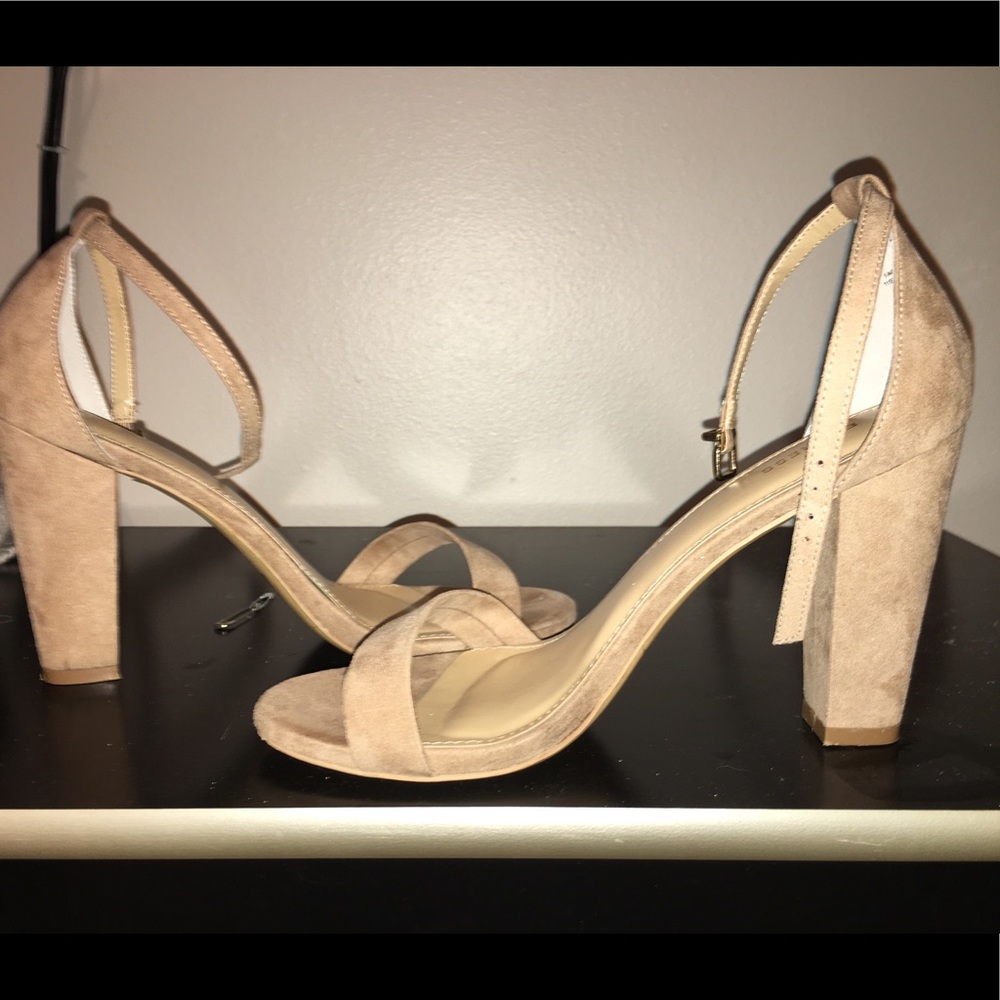 Express Nude Chunk Heels