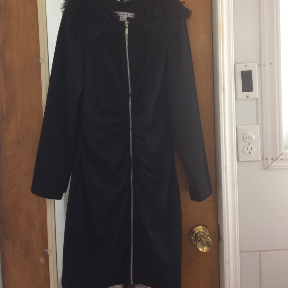 Black furry coat