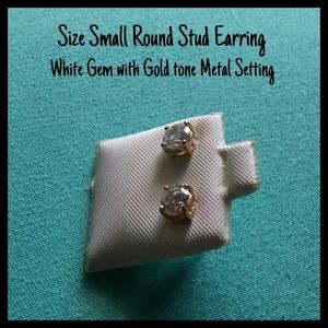 Small Round Stud Earring with Gold tone Setting