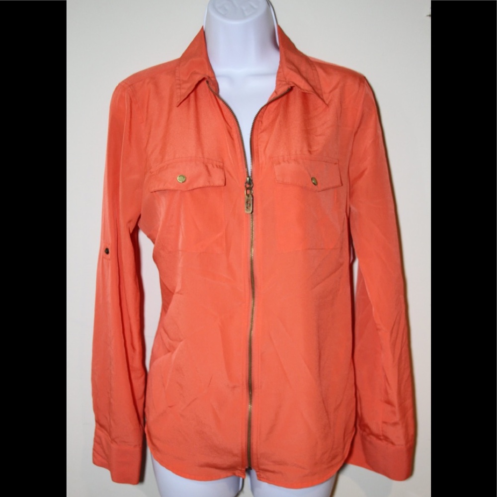 Michael Kors Orange Blouse With Zipper Size M