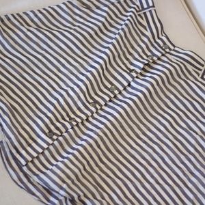 Button Grey & White Skater Skirt