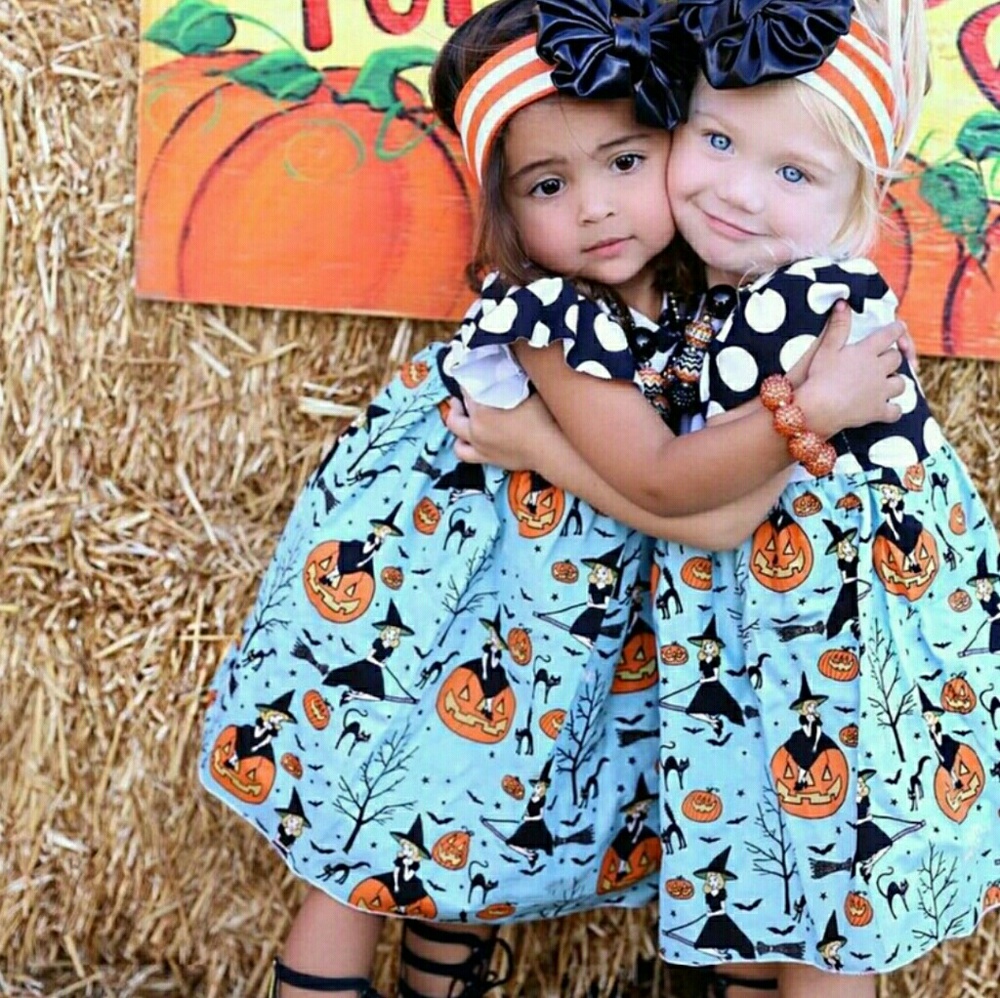 New Boutique Halloween pumpkin girls dress 3T,4T,5