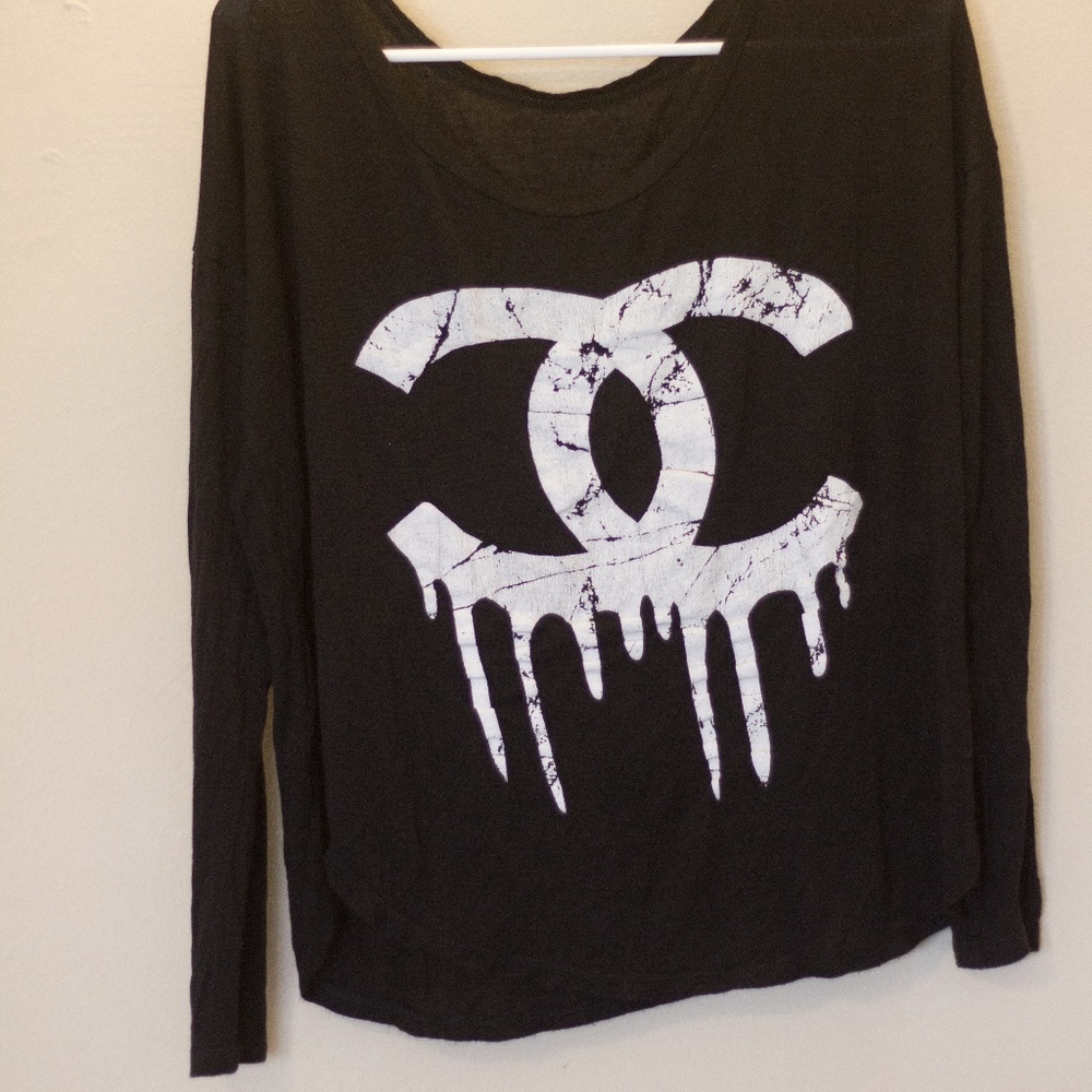 Chanel Drip Logo Shirt, Longsleeve, Scoop Hem