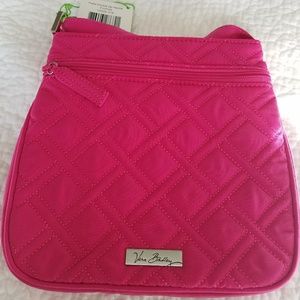 *SOLD* Petite Double Zip Hipster Crossbody Fuchsia