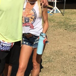 White cut out graphic tank