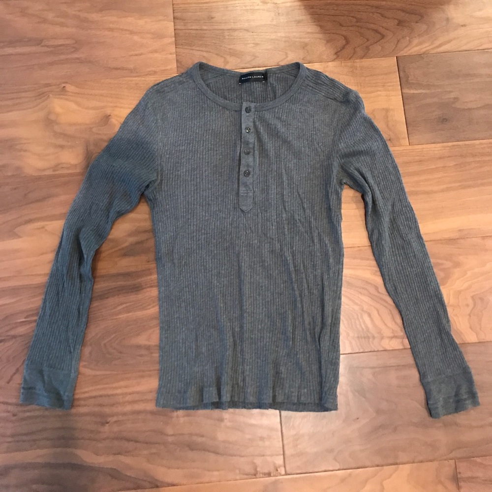 RALPH LAUREN RIBBED COTTON HENLEY SIZE SMALL GREY