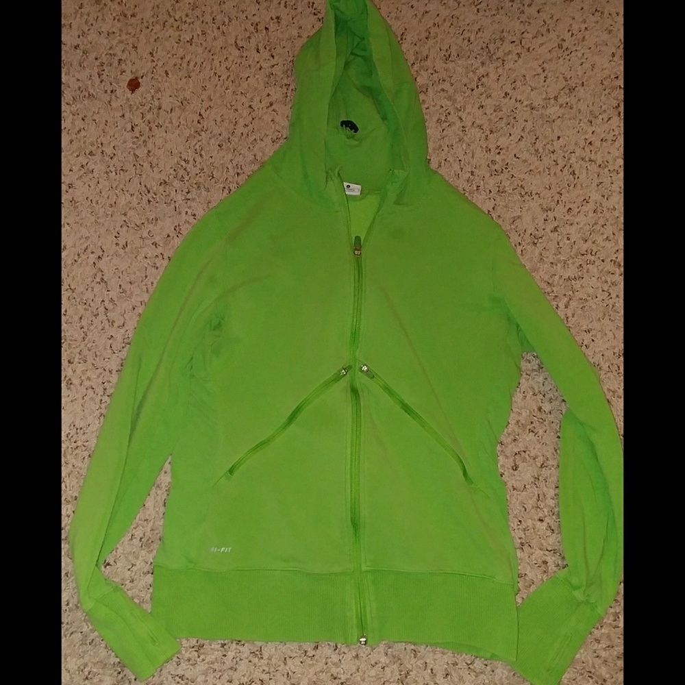 Green Nike hoodie with zippers