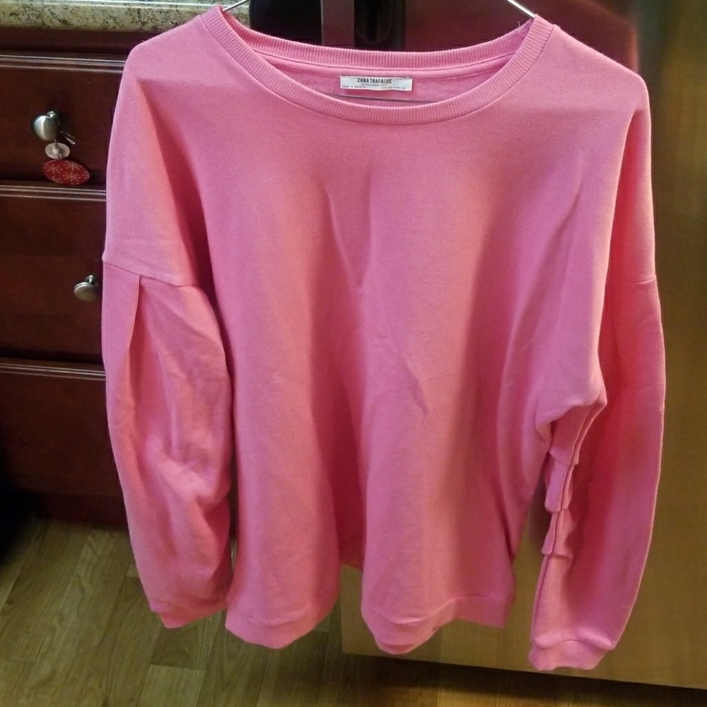 Zara Pink Oversized Sweatshirts SIZE S