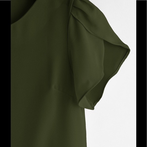 🆕Deep green Petal Sleeve Chiffon Blouse - Picture 3 of 3