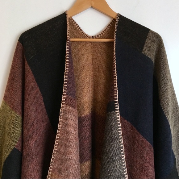 Jackets & Blazers -  Beautiful Fall Colorblock Poncho OS