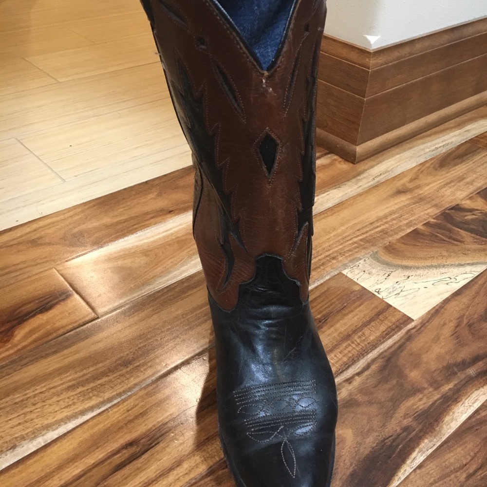 Black and brown cowboy boots