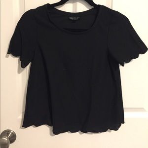 Topshop black scalloped shirt