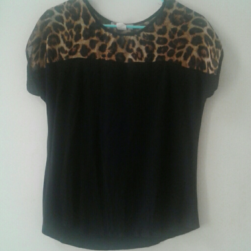 Leopard print and black blouse