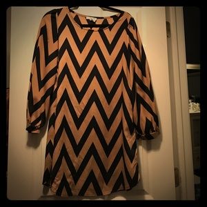Chevron beige and black dress